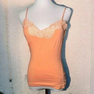 Vintage  Y2K tangerine cami lace trim detail coquette tropical Fairycore M
